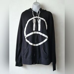 The Summer Set Sad Smiley Black and White Zip Up Band Hoodie